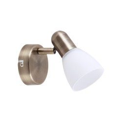 LAMPA SPOT DE PERETE BRONZ CU ABAJUR ALB SOMA 6306 RABALUX