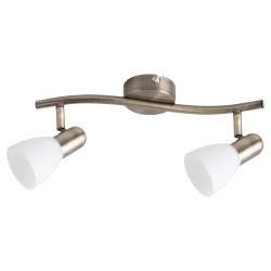 LAMPA SPOT DUBLA BRONZ SI ABAJUR ALB DIN STICLA SOMA 6307 RABALUX