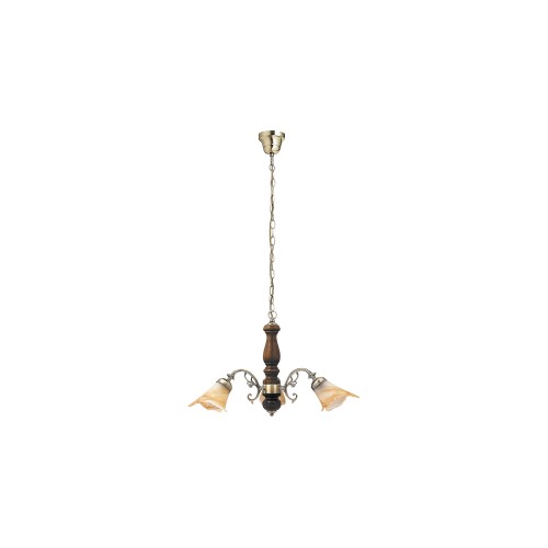 CANDELABRU CLASIC METAL/LEMN CU ABAJUR DIN STICLA MARO RUSTIC 3 7093 RABALUX