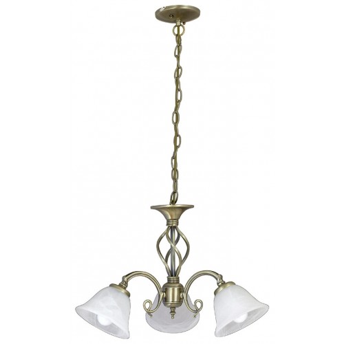 CANDELABRU CLASIC BRONZ CU ABAJUR DIN STICLA ALABASTRU ALB  BECKWORTH 7133 RABALUX