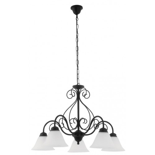 CANDELABRU METAL NEGRU MAT CU ABAJUR DIN STICLA ALBA ATHEN 7815 RABALUX