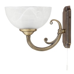 LAMPA DE PERETE CLASICA BRONZ CU ABAJUR DIN GEAM ALABASTRU ALB MARLENE 8541 RABALUX