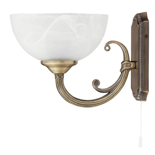 LAMPA DE PERETE CLASICA BRONZ CU ABAJUR DIN GEAM ALABASTRU ALB MARLENE 8541 RABALUX