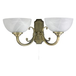 LAMPA DE PERETE CLASICA BRONZ CU ABAJUR DIN GEAM ALABASTRU ALB MARLENE 8542 RABALUX