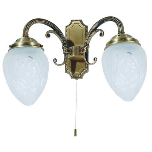 LAMPA DE PERETE DUBLA CLASICA BRONZ CU ABAJUR DIN STICLA ANNABELLA 8632 RABALUX