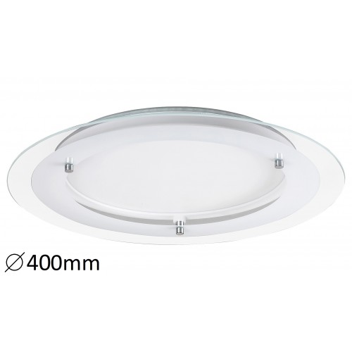 Lampa rotundă din metal alb si sticla LORNA 3487 Rabalux