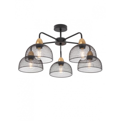 Plafoniera Tamis 01-1571, 5 x E27, negru mat + aur mat