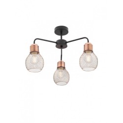 Plafoniera Edison 01-1576, 3 x E27, negru + cupru