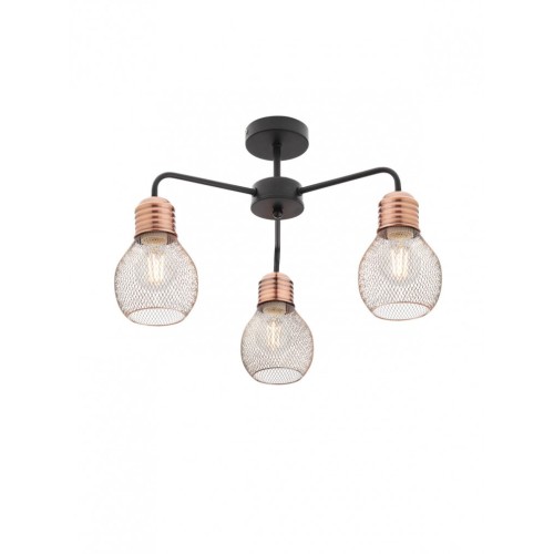 Plafoniera Edison 01-1576, 3 x E27, negru + cupru