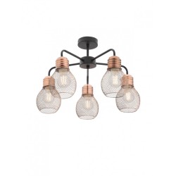 Plafoniera Edison 01-1577, 5 x E27, negru + cupru