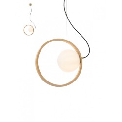 
									Suspensie Kleidi 01-2319, 1 x E14, D 270 mm, aur mat + lemn natur + alb