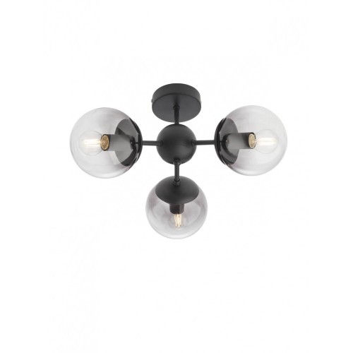 Plafoniera Semia 01-2176, 3 x E14, negru + transparent