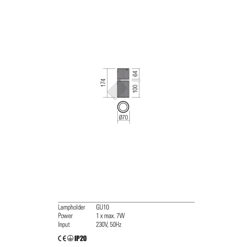 Plafoniera, Spot orientabil aplicat Delphi 1X50W GU10 alb mat 01-2556 Redo