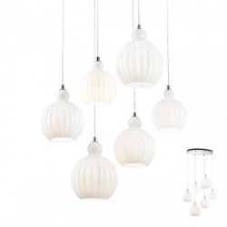 Suspensie Plumen, crom, sticla opal, 6XE14, 01-2068 REDO