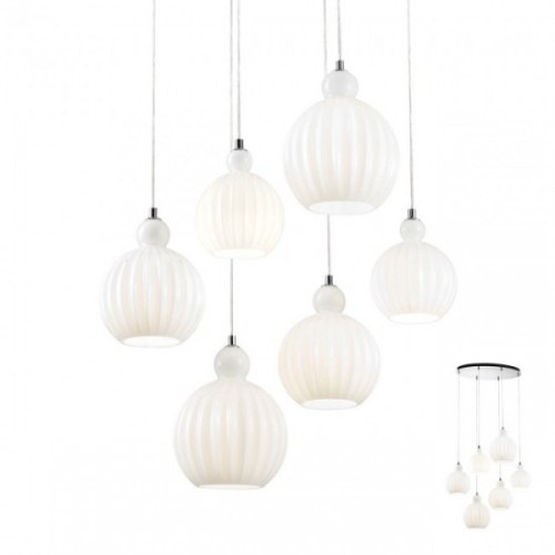 Suspensie Plumen, crom, sticla opal, 6XE14, 01-2068 REDO