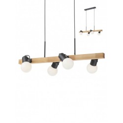 Suspensie Taffi 01-2418, 4 x E27, negru, rustic