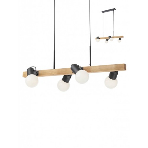 Suspensie Taffi 01-2418, 4 x E27, negru, rustic