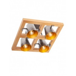 Plafoniera Oaker 01-3496, 4 x E14, lemn natur + argintiu, rustic