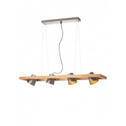 Suspensie Oaker 01-3497, 4 x E14, lemn natur + argintiu, rustic
