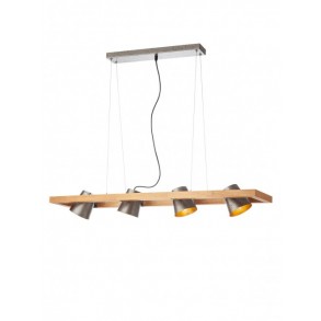 Suspensie Oaker 01-3497, 4 x E14, lemn natur + argintiu, rustic