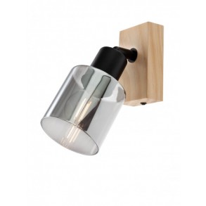 Aplica Rotis 01-3984, 1 x E14, negru mat si lemn natur, modern