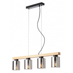 Suspensie Rotis 01-3986, 4 x E27, negru mat si lemn natur, modern